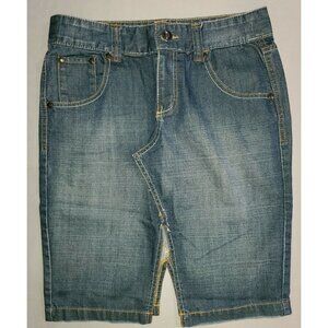 Old Navy Special Edition Pencil Jean Skirt Size 6 Denim Thick Stitch Double Slit